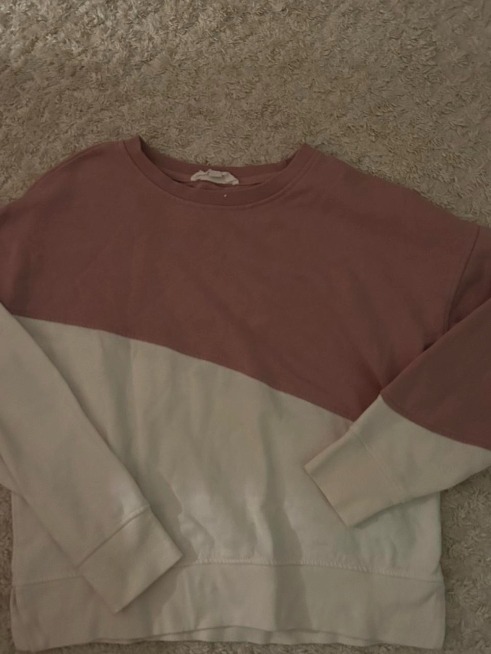 Marshalls Two-Tone Scoop Neck Sweater in Mauve and Cream